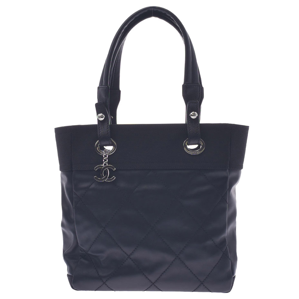 Pre-owned Chanel Black Leather Paris Biarritz Tote Pm Bag