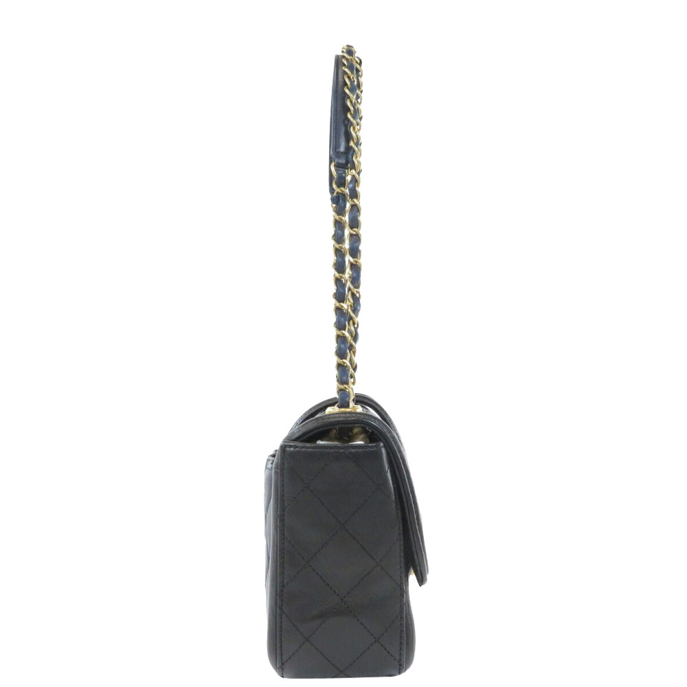 

Chanel Black Lambskin Leather Vintage Shoulder Bag