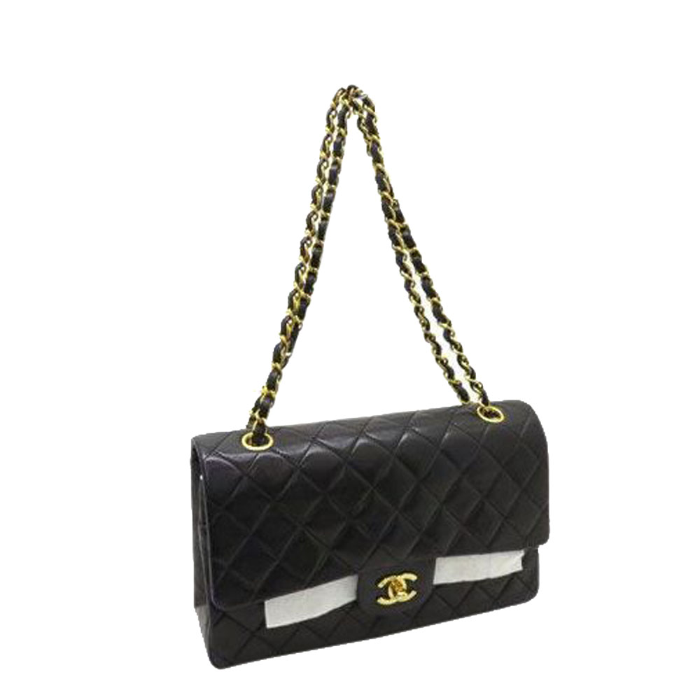 

Chanel Black Lambskin Leather Quilted Shoulder Bag