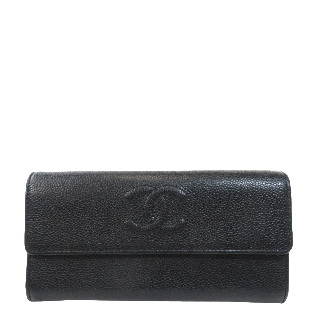 Pre-owned Chanel Black Leather Cc Timeless Wallet