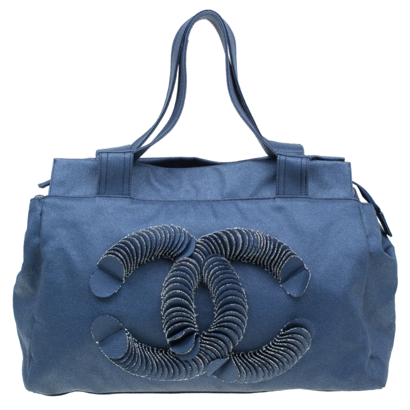 Chanel Blue Denim Disc Tote