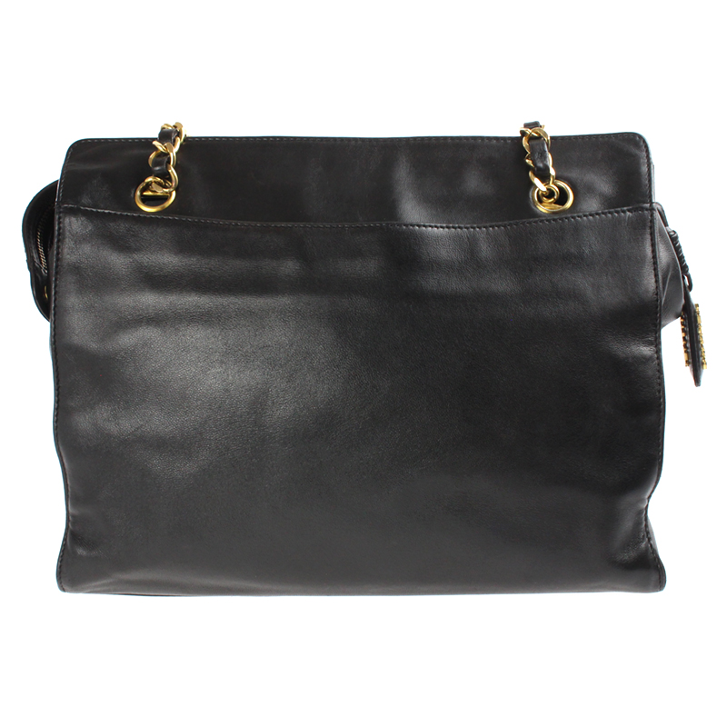 

Chanel Black Leather CC Timeless Tote Bag