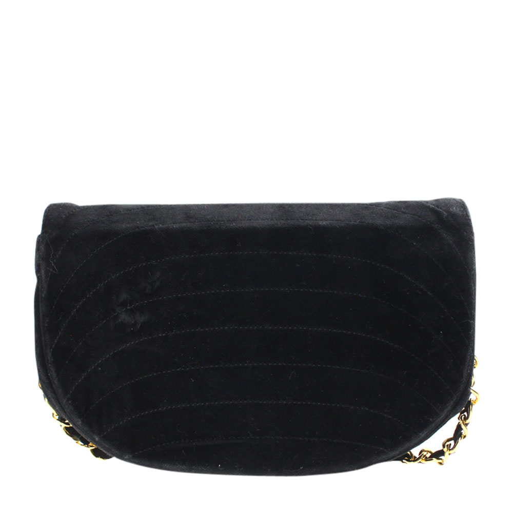 

Chanel Black Velvet Vintage Flap Bag