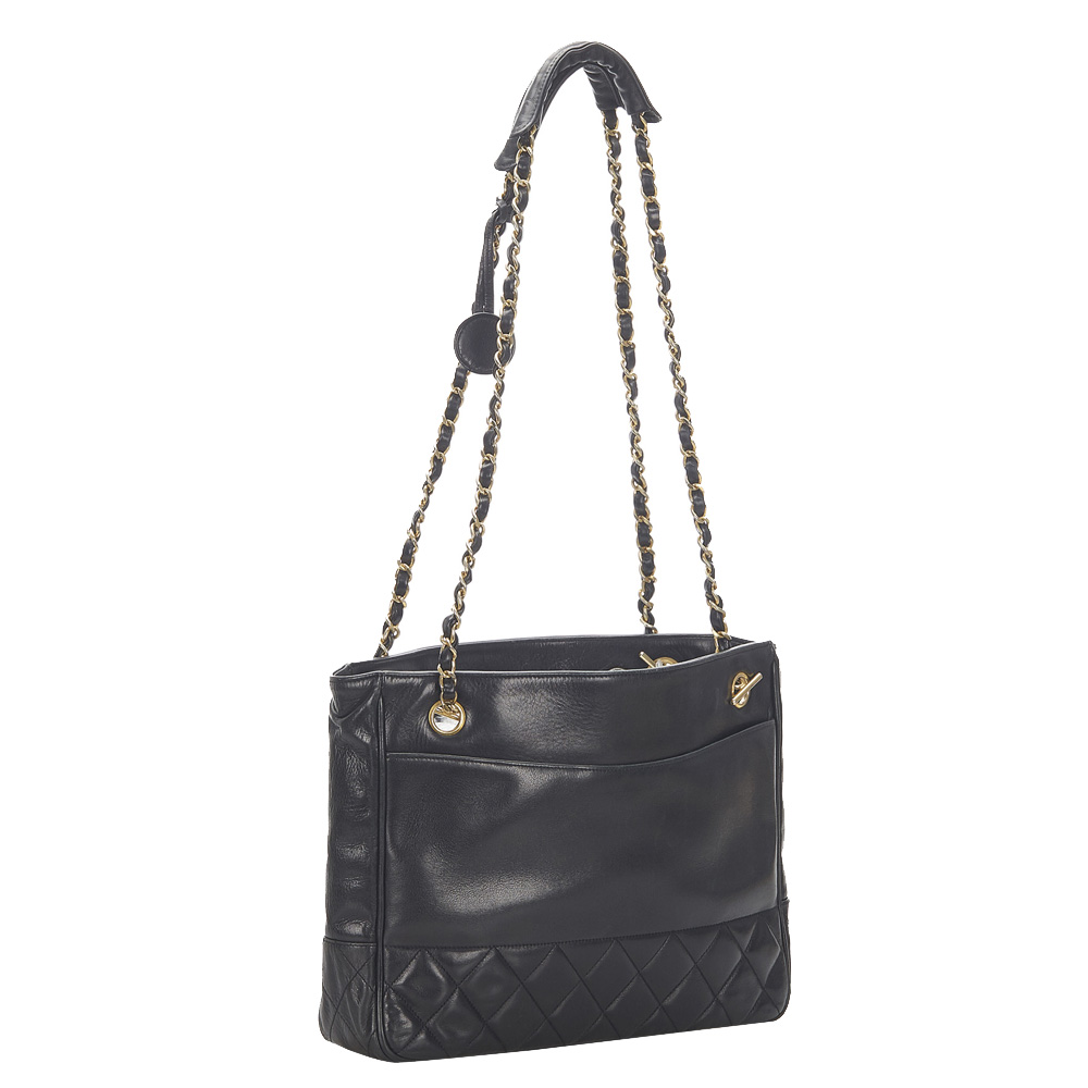 

Chanel Black Matelasse Lambskin Leather Shoulder Bag