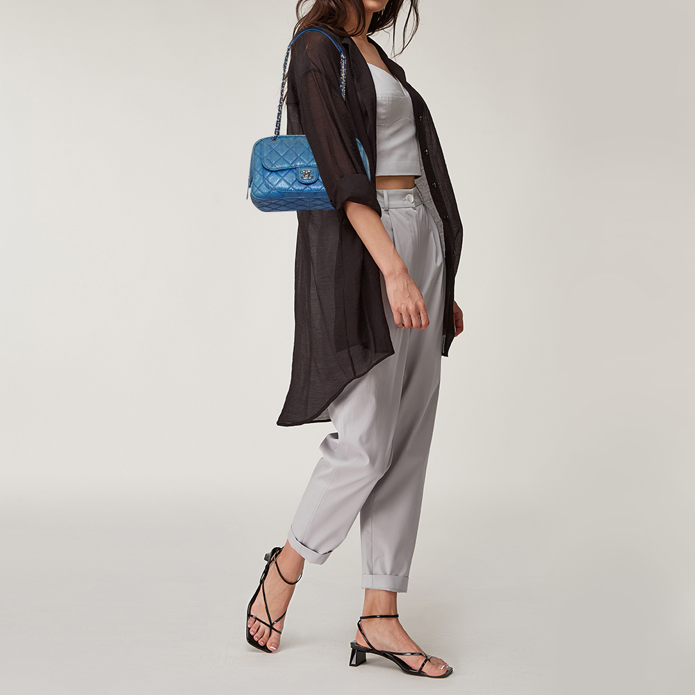 

Chanel Blue Python Front Pocket Chain Bag