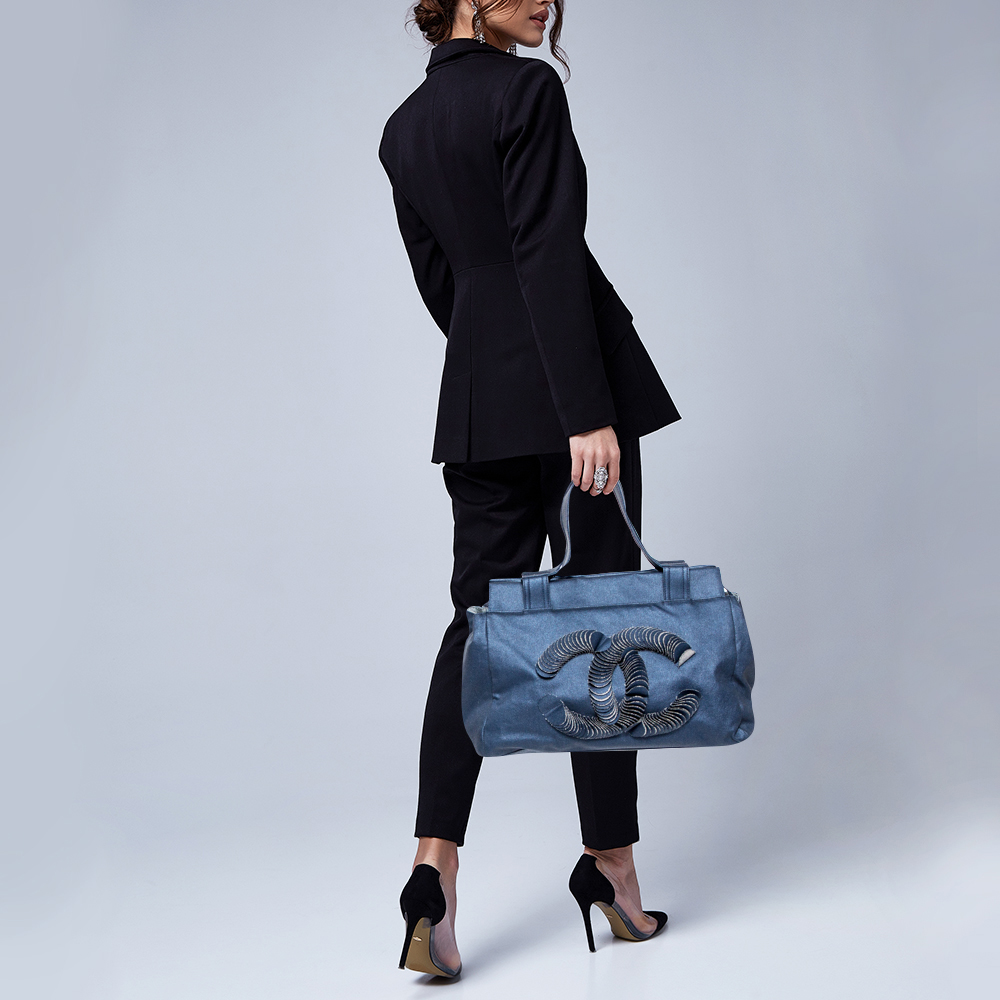 

Chanel Blue Denim Disc Tote