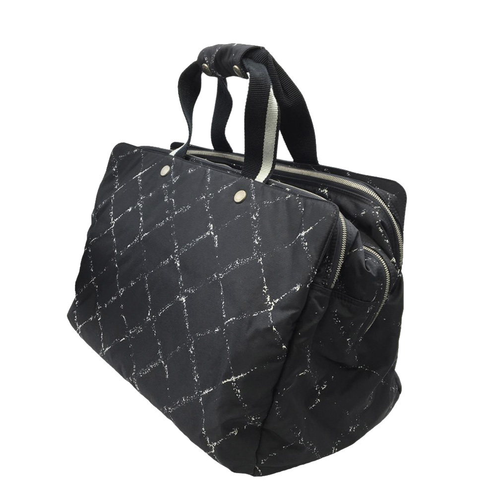 

Chanel Black/White Nylon Old Travel Line Travel Bag