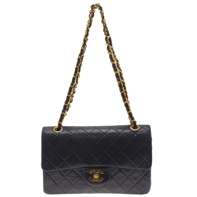 Chanel Black Vintage Quilted Lambskin Small Classic Double Flap Bag