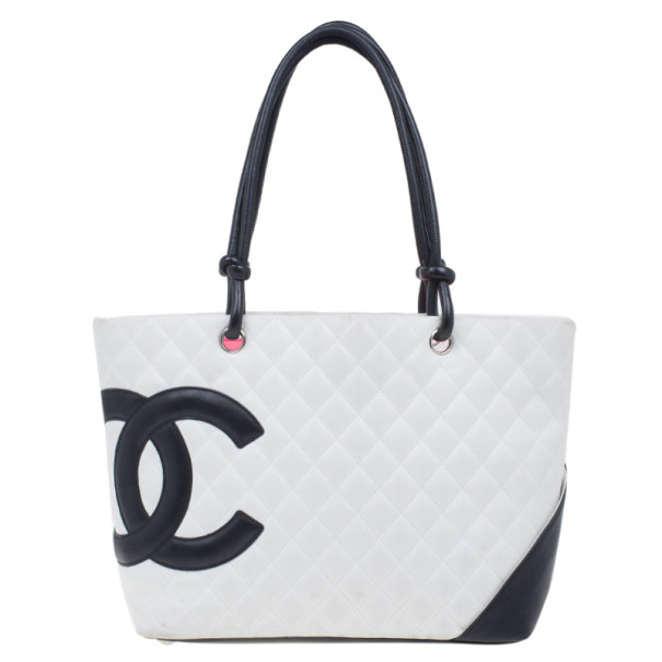 Pre Owned Chanel White Cambon Ligne Quilted Tote
