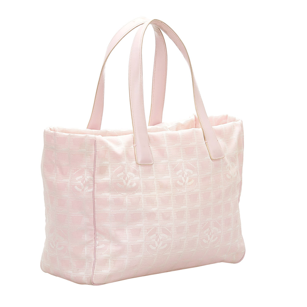

Chanel White New Travel Line Canvas Tote Bag, Pink