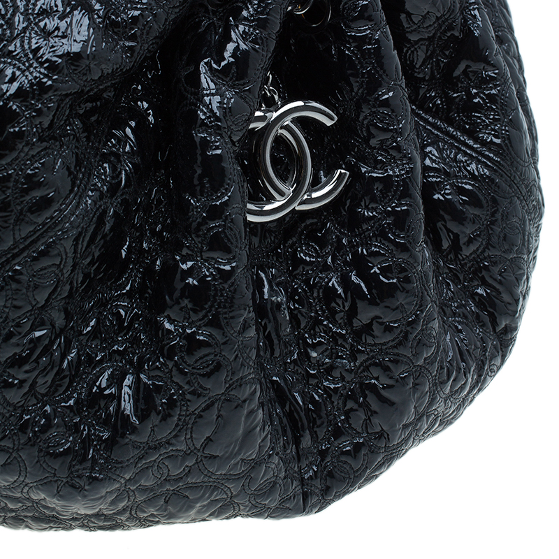 Chanel Black Patent Leather Rock In Moscow Cabas Hobo Bag Chanel