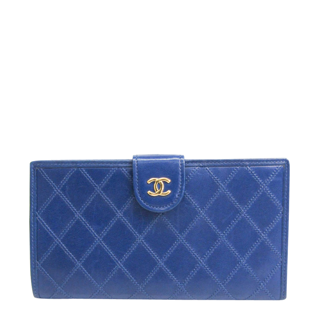 Click to view more detailed imagery on our partner's website Pre-owned Chanel Blue Leather Cc Bifold Wallet