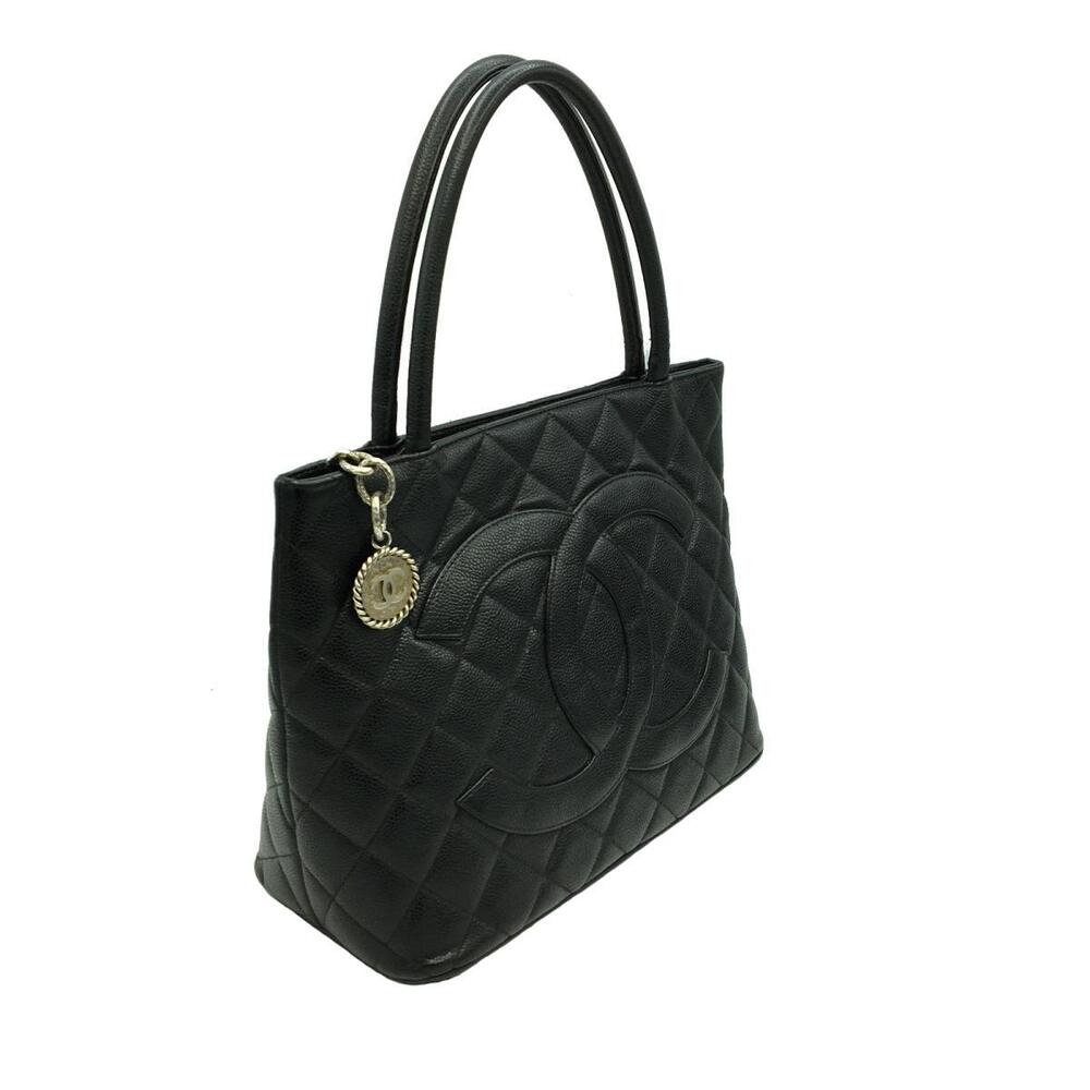 

Chanel Black Caviar Leather Medallion Tote Bag