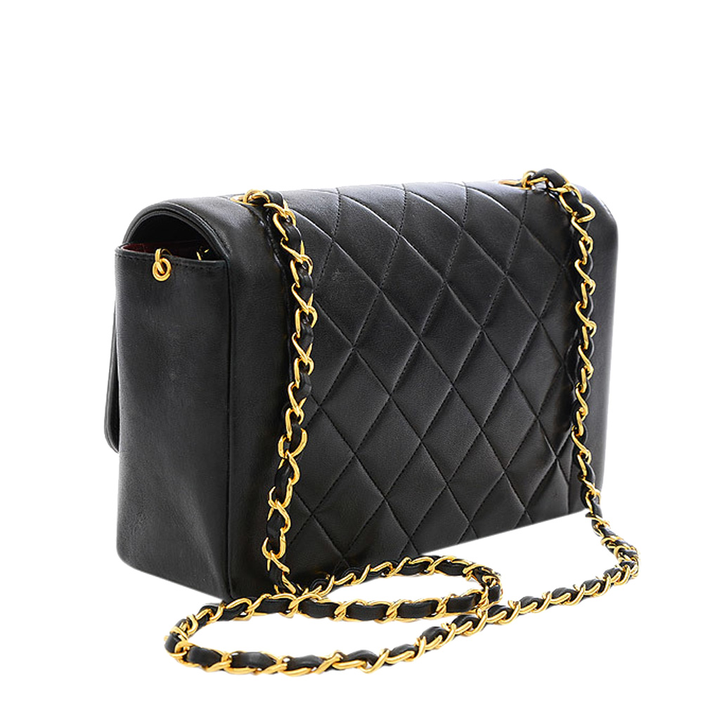 

Chanel Black Quilted Lambskin Leather Vintage Diana Flap Bag