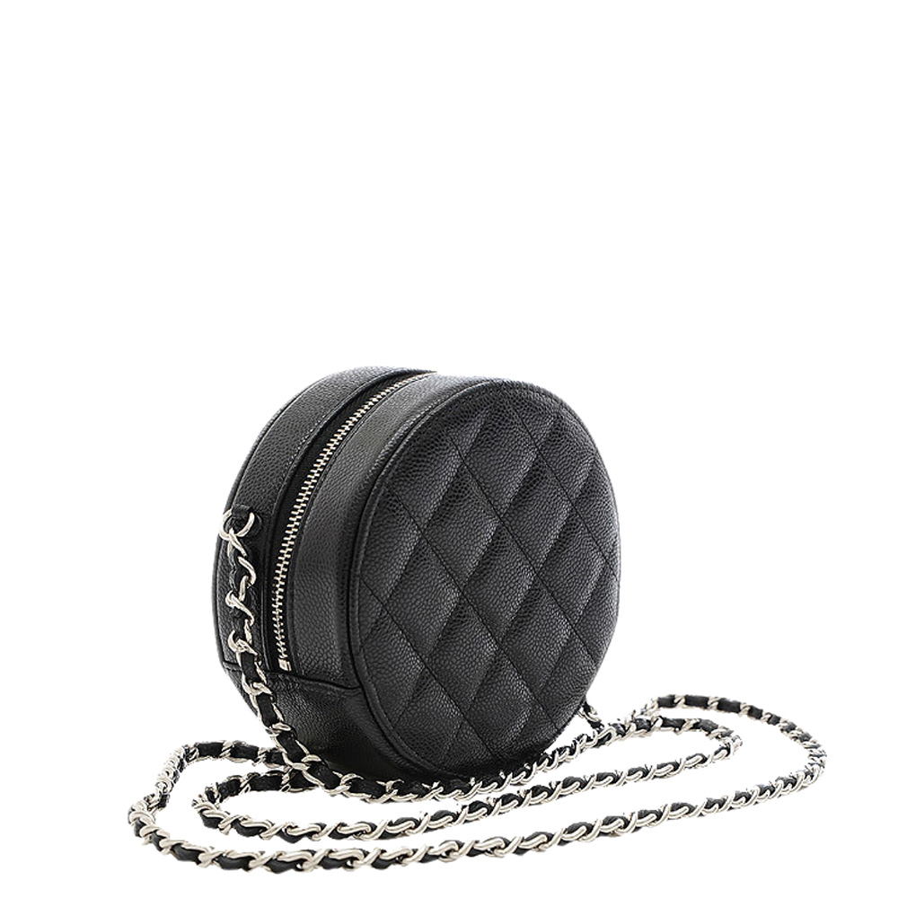 

Chanel Black Caviar Leather Round Clutch with Chain