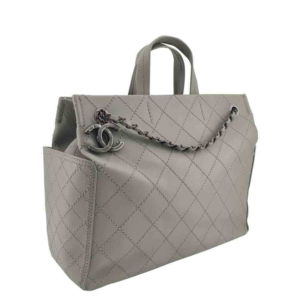 

Chanel Grey Leather Shopper Tote Bag
