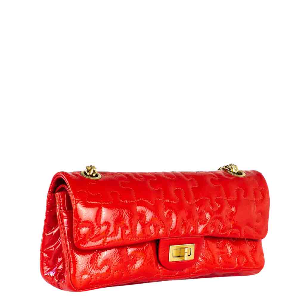 

Chanel Red Patent Leather 226 Puzzle Shoulder Bag