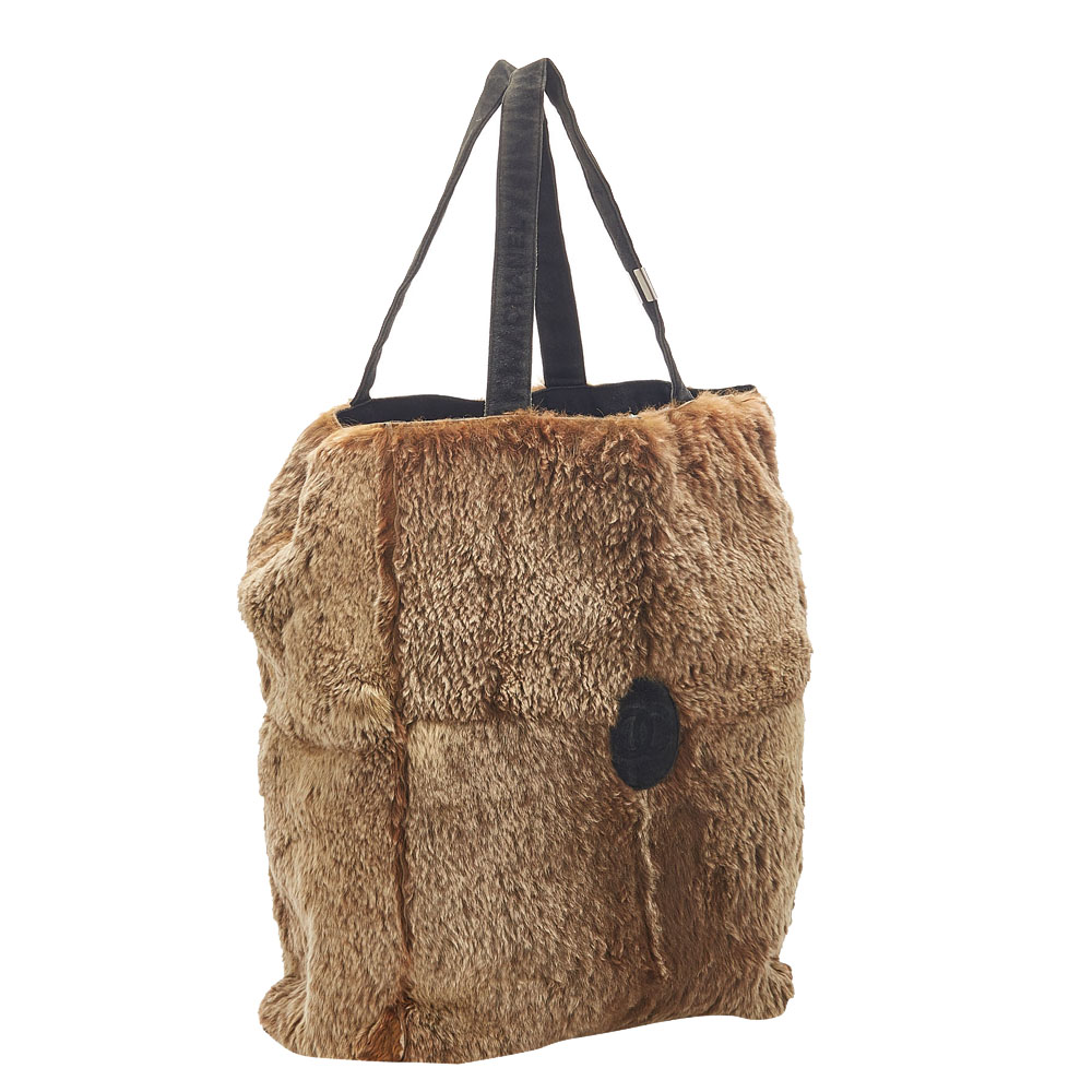 

Chanel Brown Vintage Fur CC Tote Bag, Black