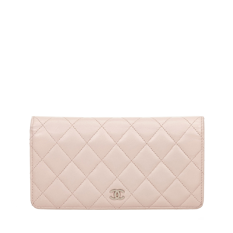 Pre Owned محفظة كونتيننتال شانيل CC جلد مبطن وردي