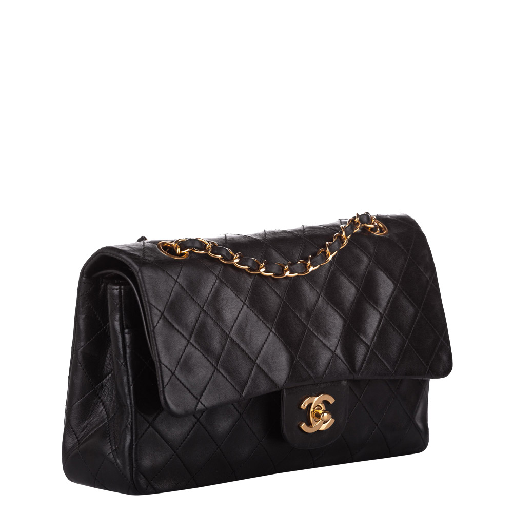 

Chanel Black Lambskin Leather Classic  Double Flap Bag