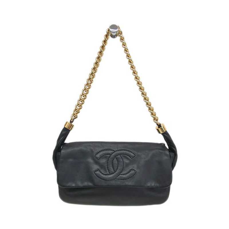 Chanel Black Calfskin Flap CC Chain Shoulder Bag 