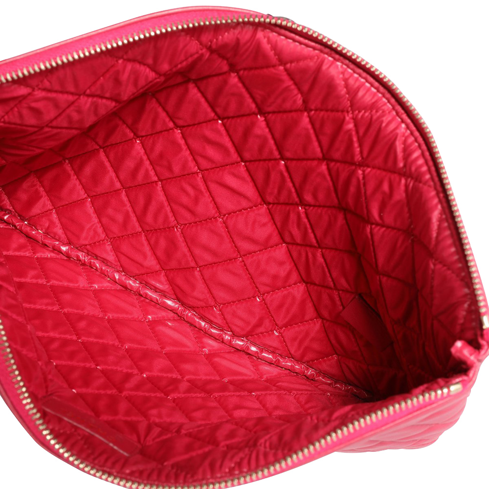 

Chanel Red Quilted Lambskin Leather Large O-Case, Pink