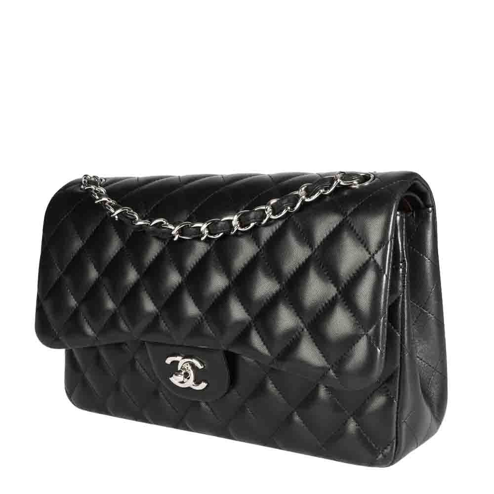 

Chanel Black Quilted Lambskin Leather Jumbo Classic Double Flap Bag