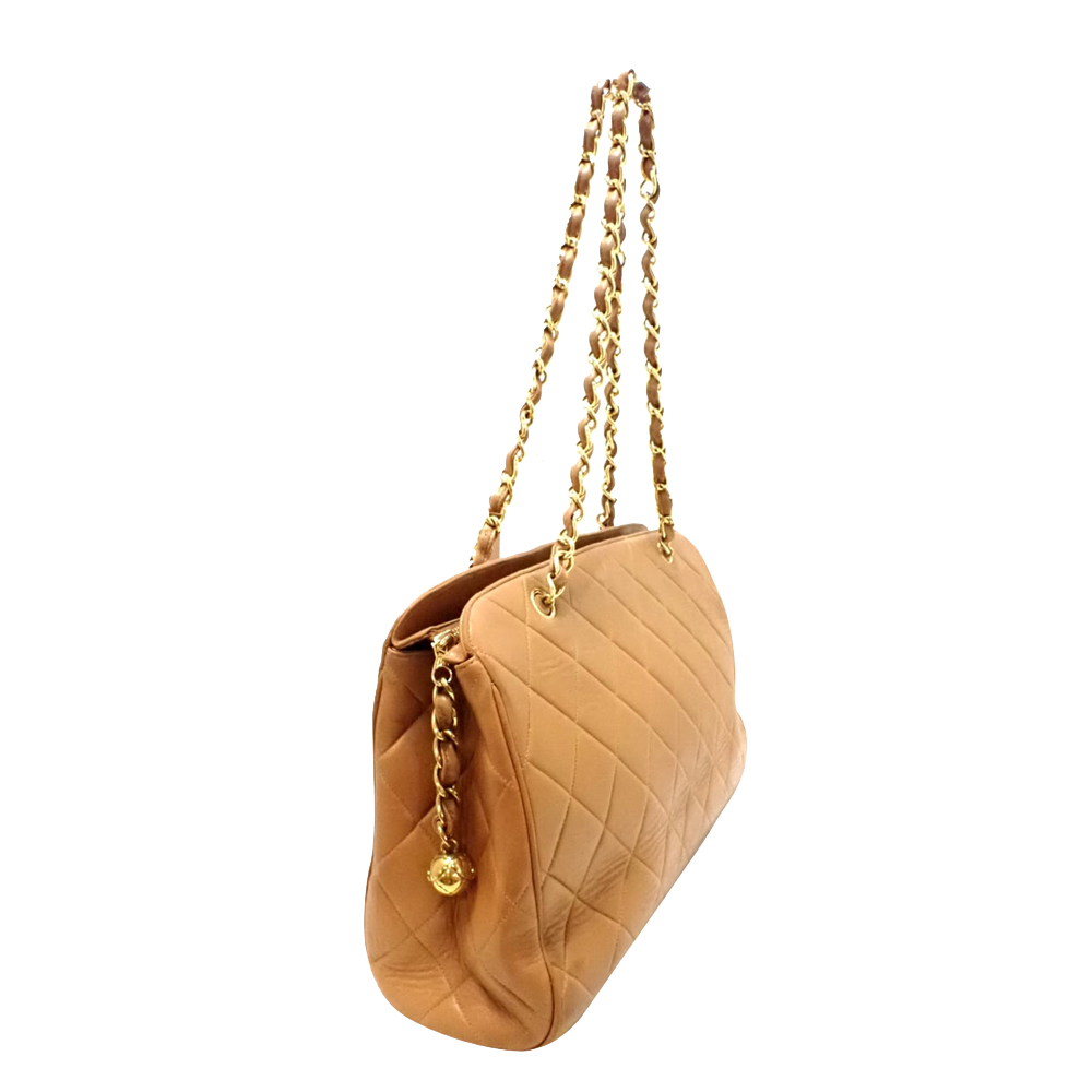 

Chanel Beige Lambskin Leather Shoulder Bag