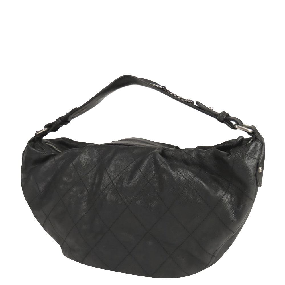

Chanel Black Leather Outdoor Ligne Hobo Bag