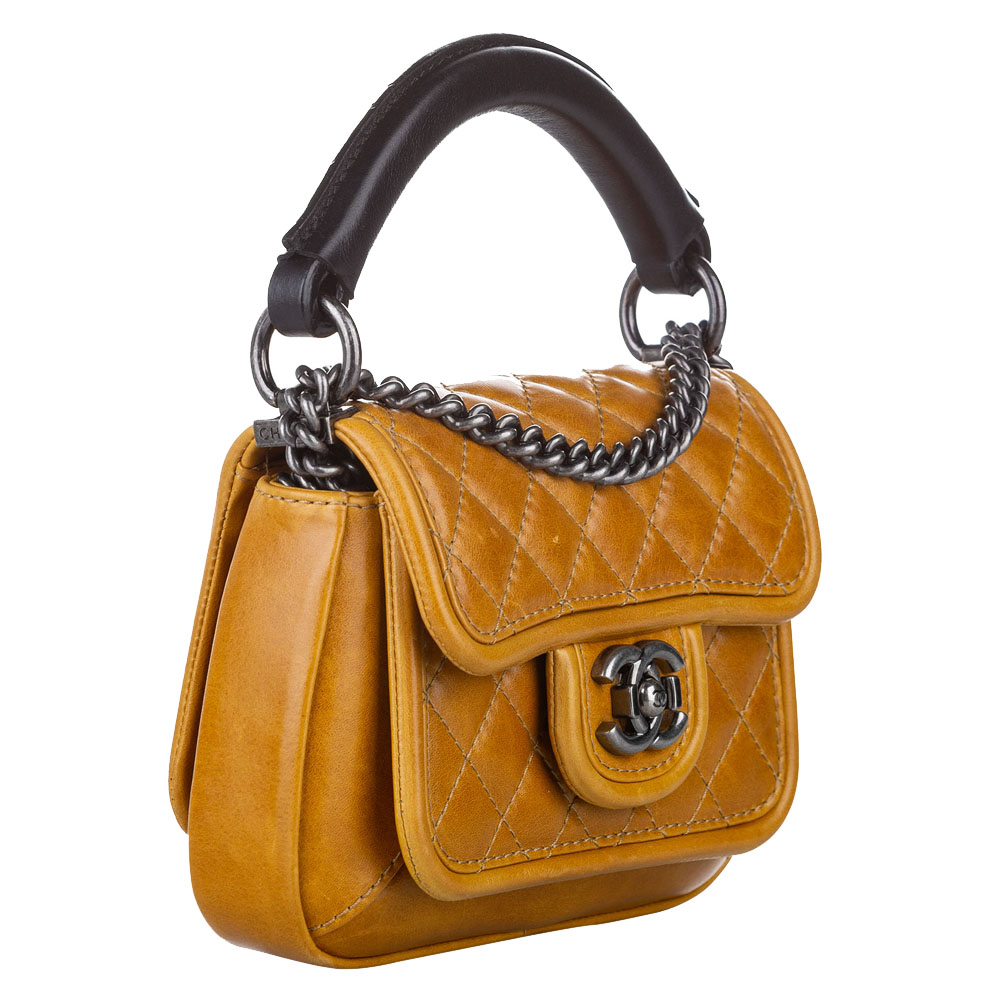 

Chanel Orange/Black Quilted Leather Top Handle Flap Shoulder Bag