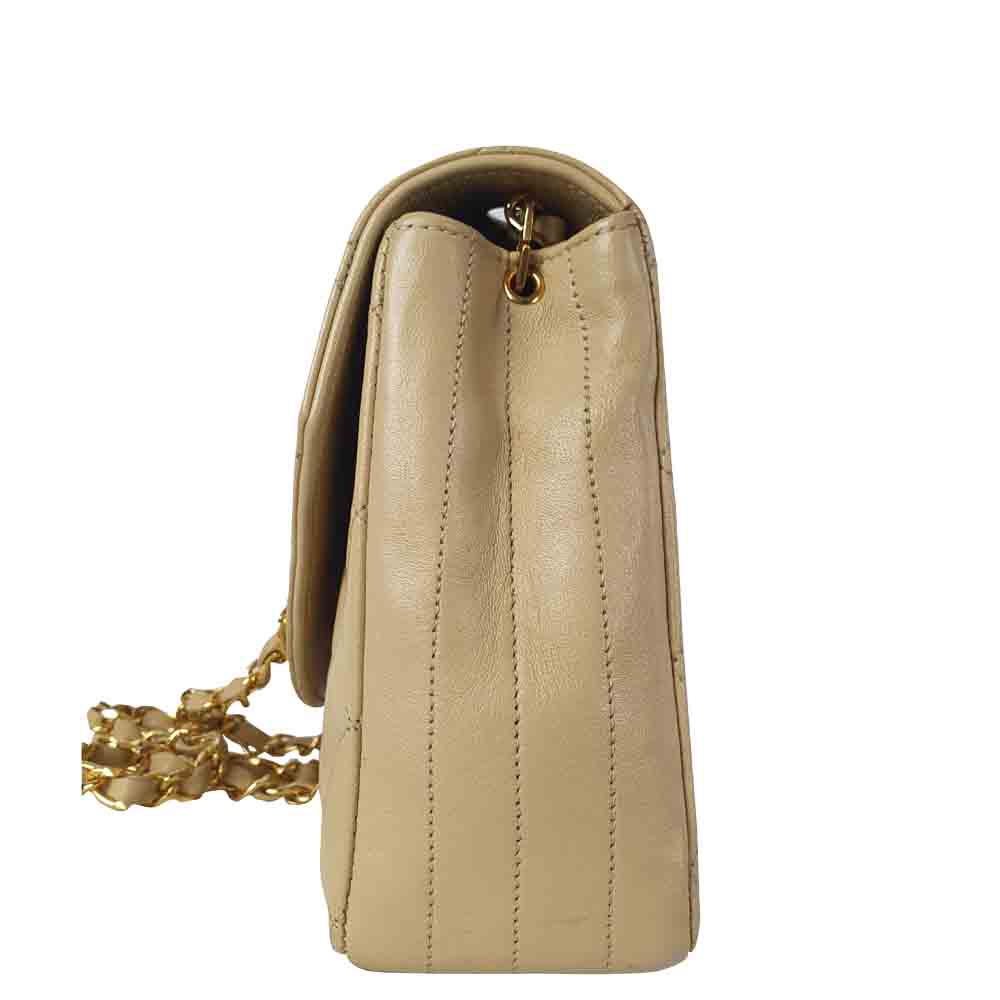 

Chanel Beige Leather Vintage Flap Bag