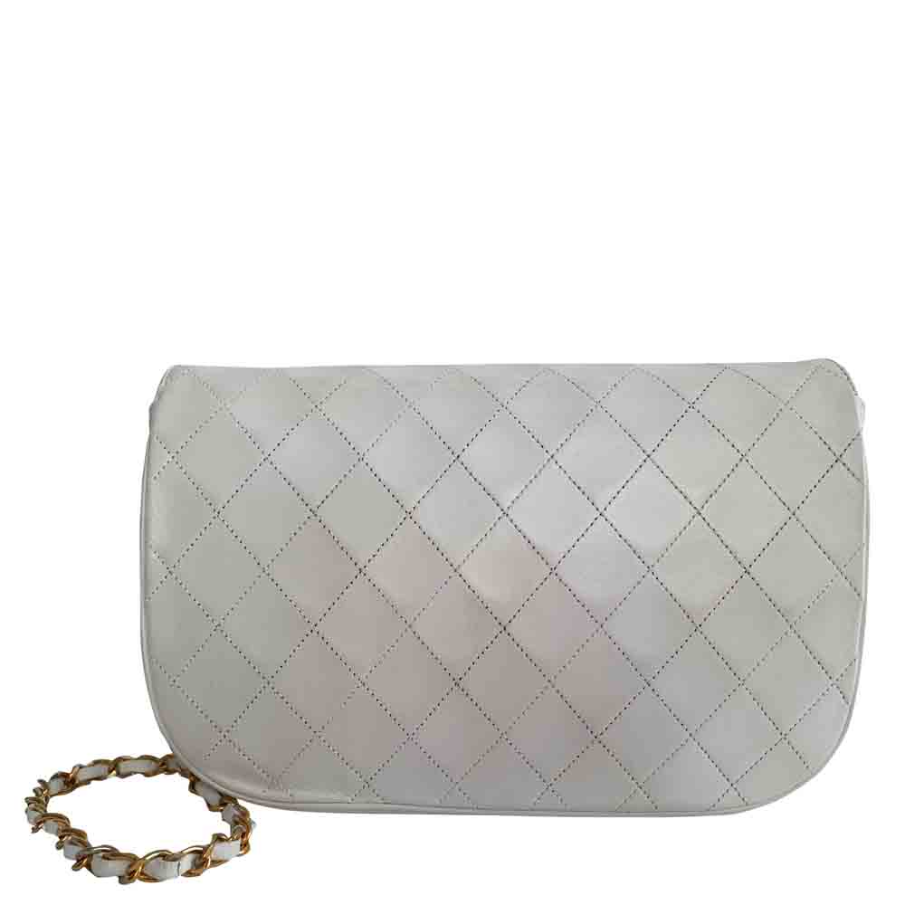 

Chanel White Leather Vintage CC Flap bag