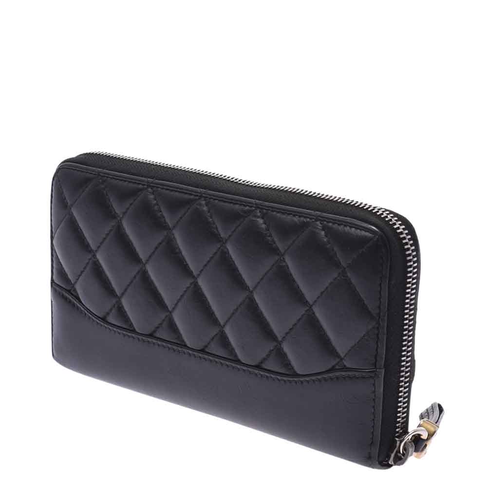 

Chanel Black Leather Gabrielle Zip Around Wallet
