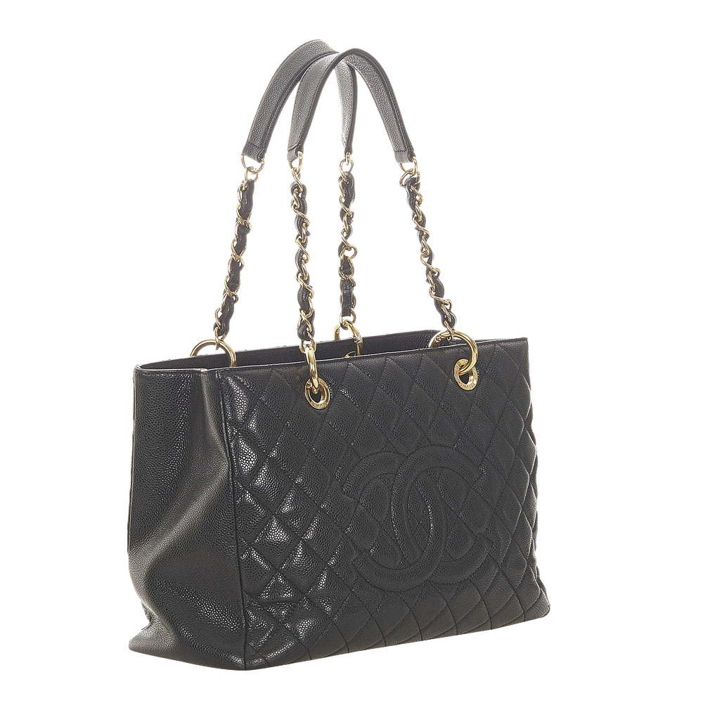 

Chanel Black Caviar Leather Grand Shopping Tote Bag