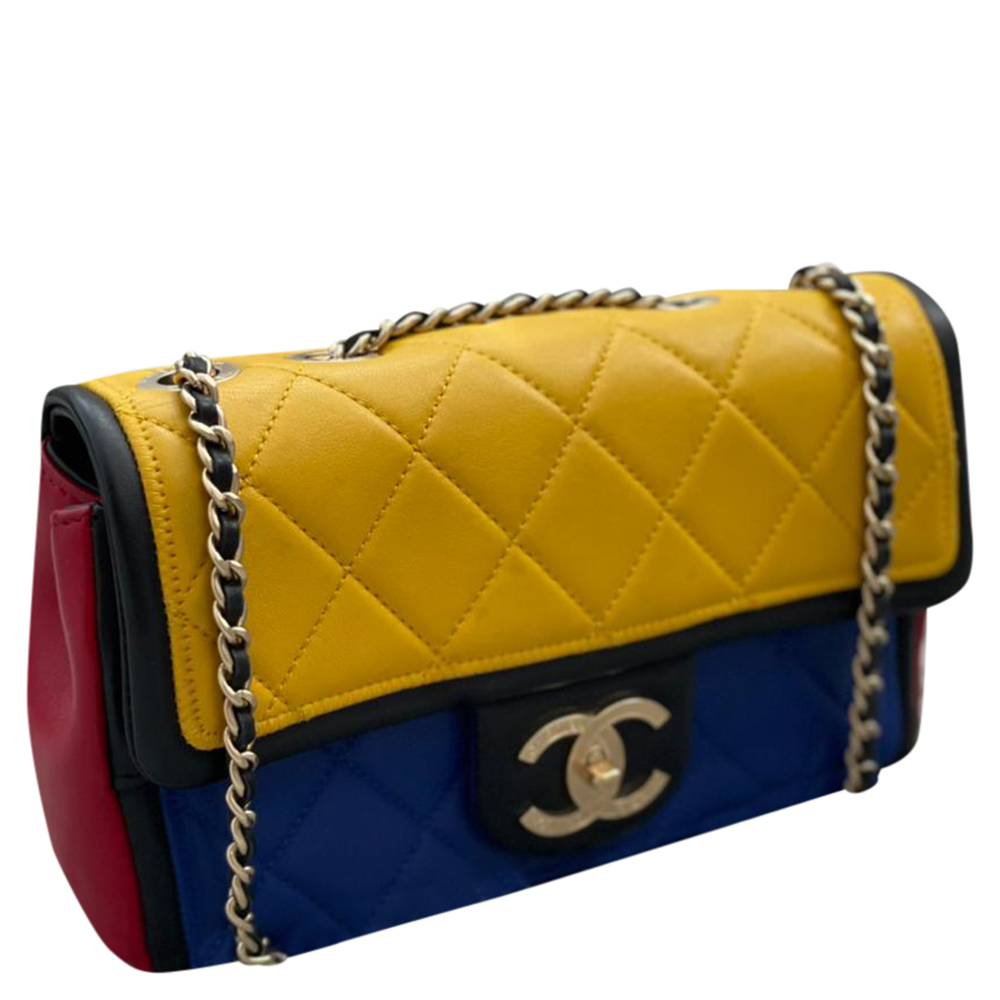 

Chanel Multicolor Leather Graphic  Flap Bag