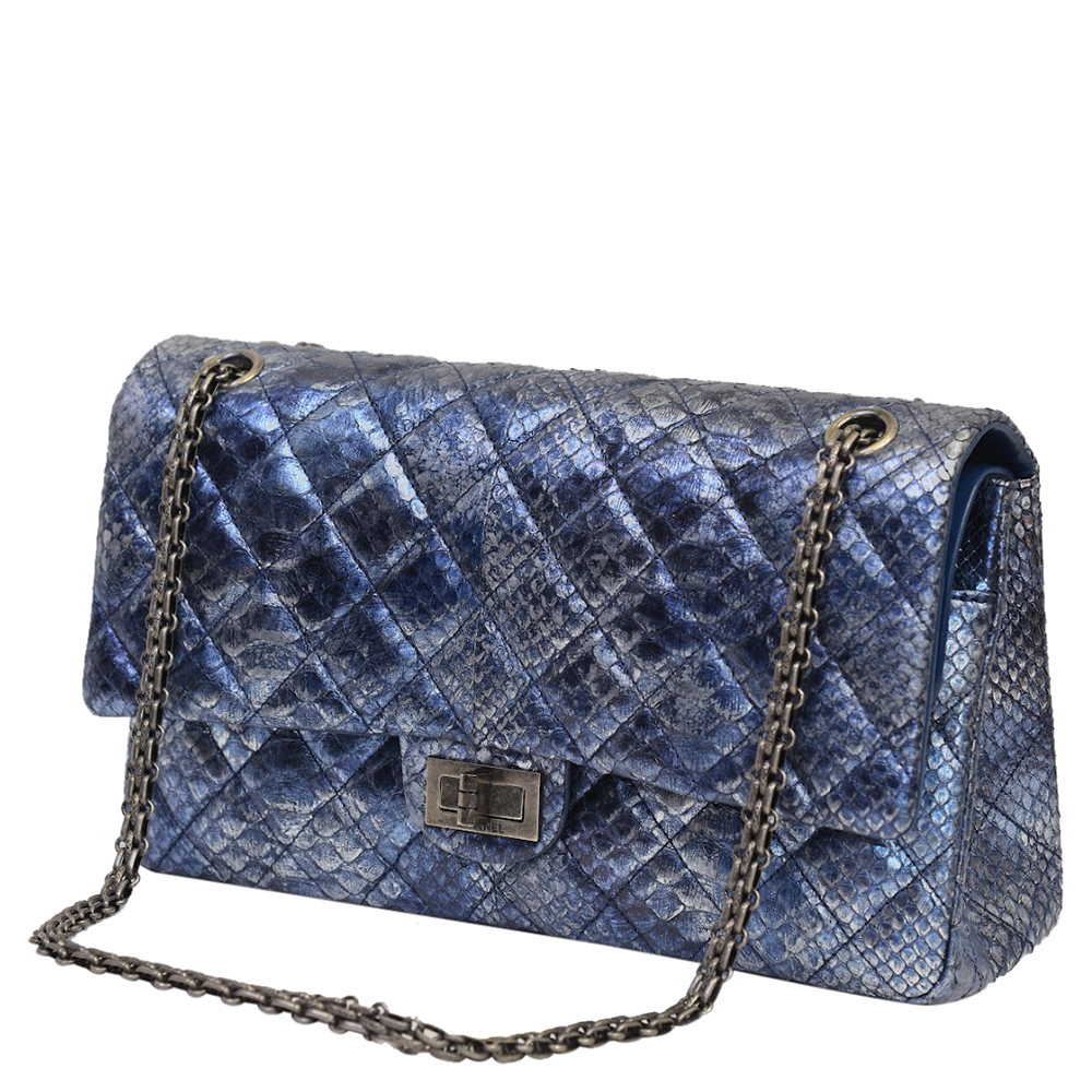 

Chanel Metallic Blue Python Leather 226 Reissue 2.55 Double Flap Bag