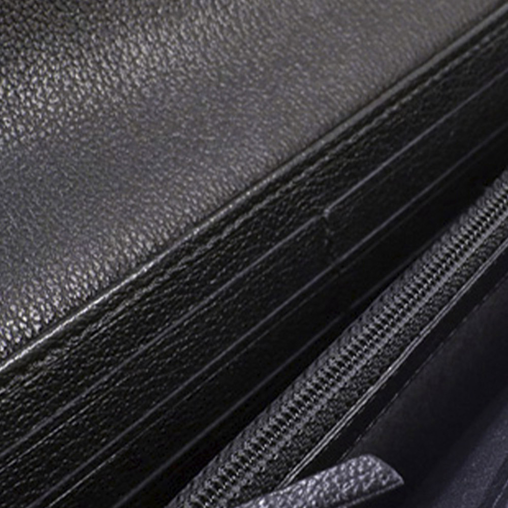 

Chanel Black Leather Camellia Long Flap Wallet