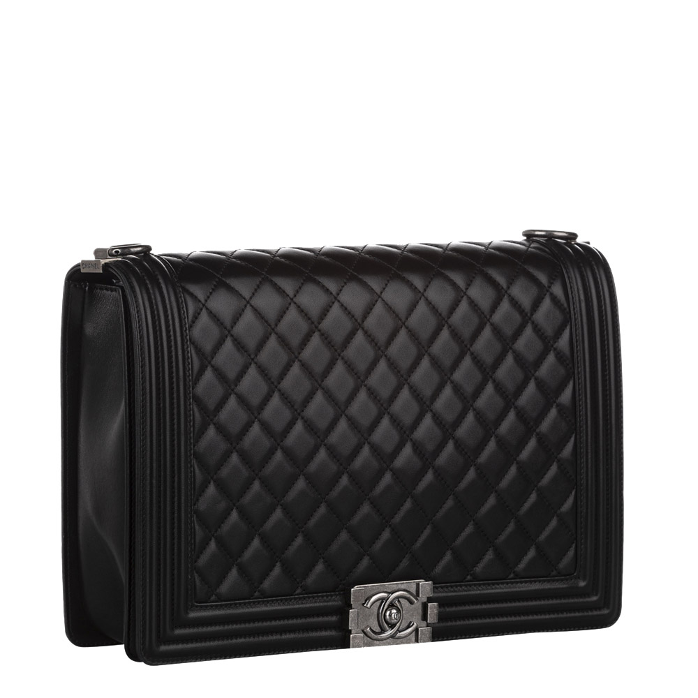 

Chanel Black Lambskin Leather Boy Large Flap Bag