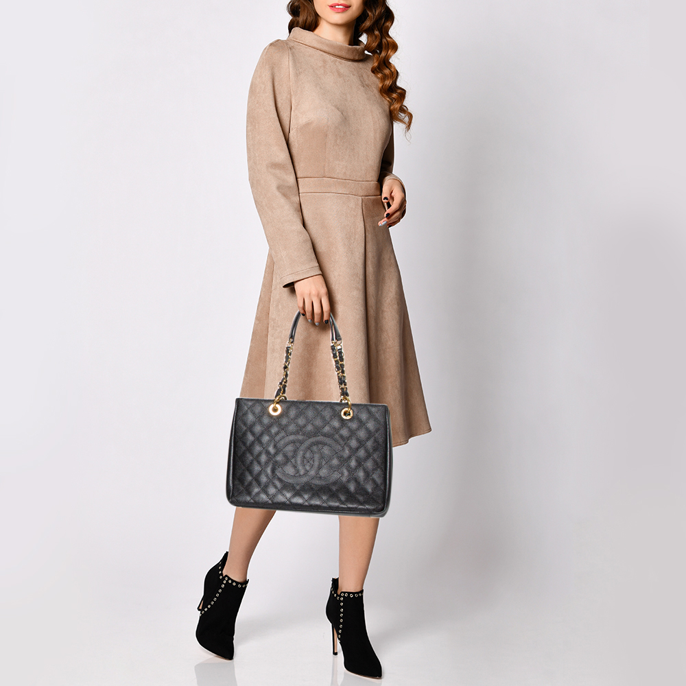 

Chanel Black Quilted Caviar Leather Grand Shopping Tote