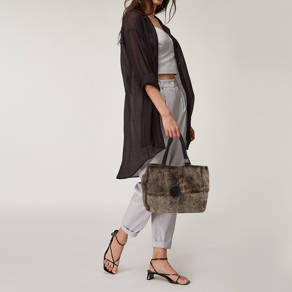 

Chanel Brown/Black Rabbit Fur and Suede Vintage Tote