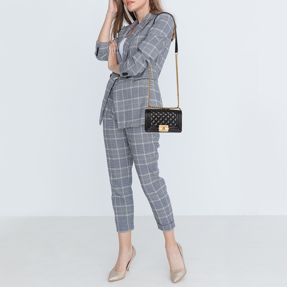 

Chanel Black Quilted Caviar Leather Small Boy Flap Bag