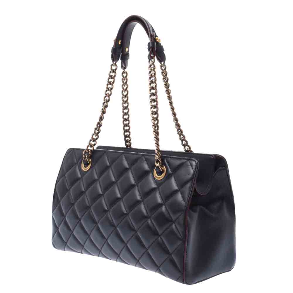 

Chanel Black Lambskin Leather Quilted Shoulder Bag