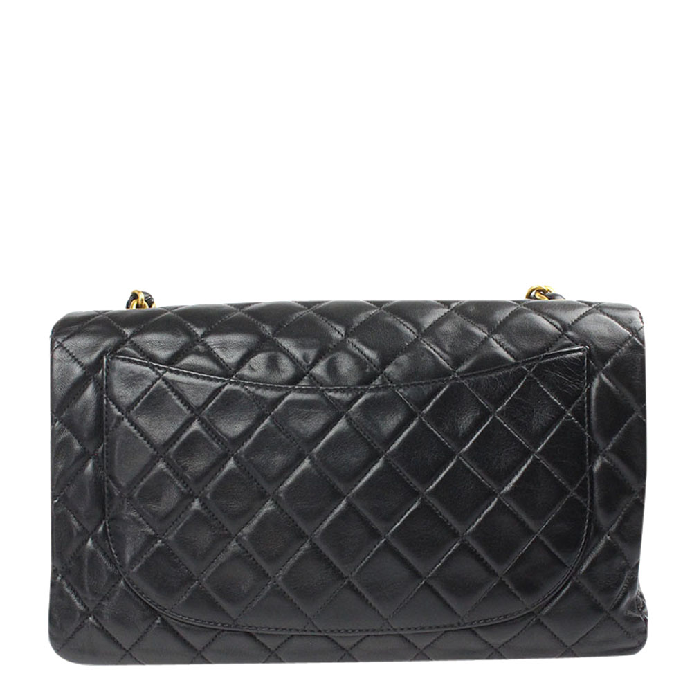 

Chanel Black Lambskin Leather Single Flap Bag