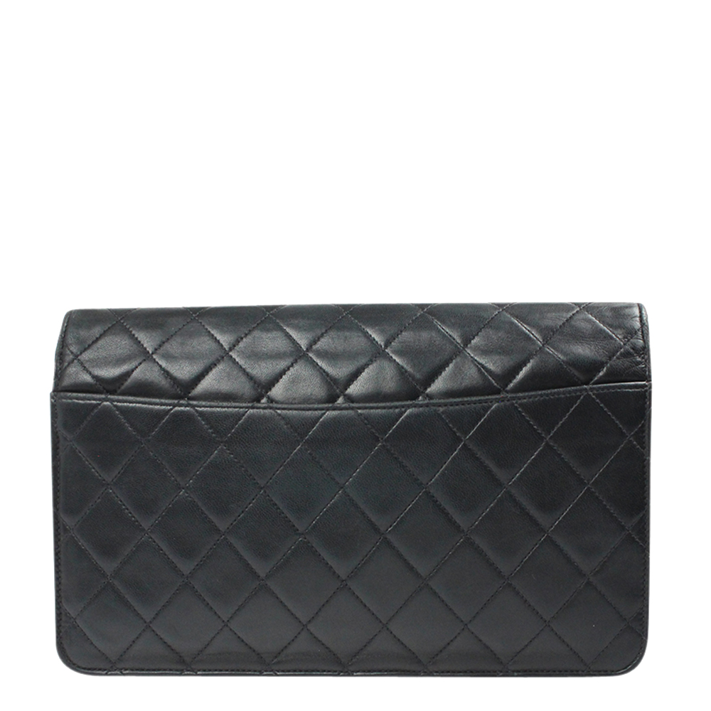

Chanel Black Lambskin Leather Single Flap Bag
