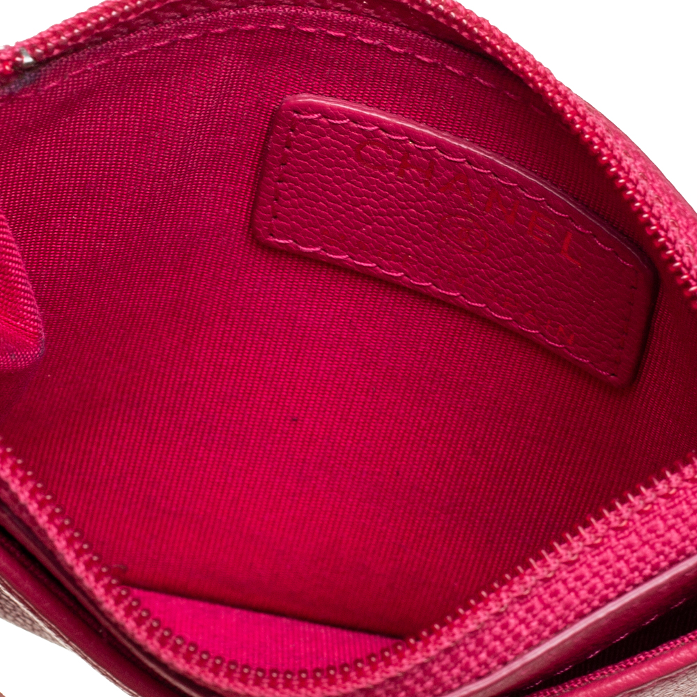 

Chanel Pink Leather Timeless Zip Card Holder