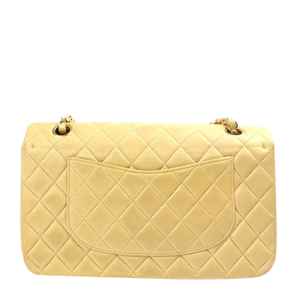 

Chanel Beige Lambskin Leather Single Flap Bag