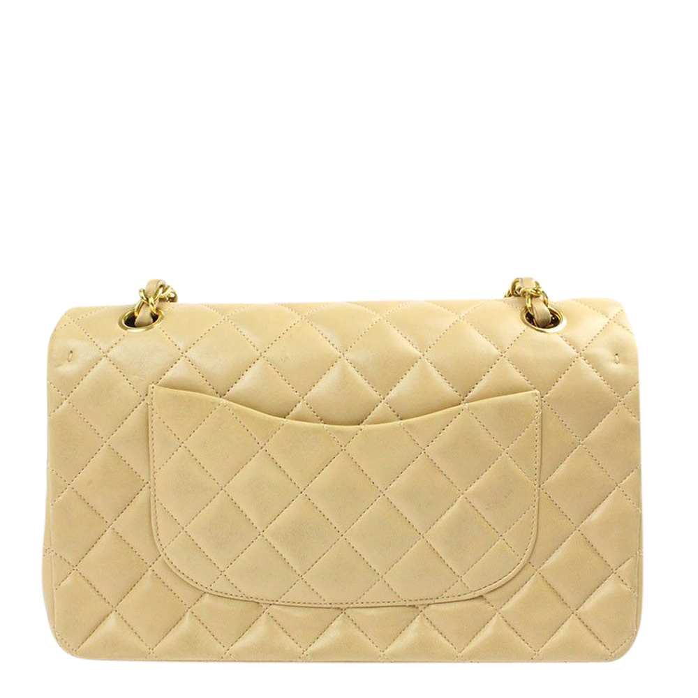 

Chanel Beige Leather Classic Double Flap Bag