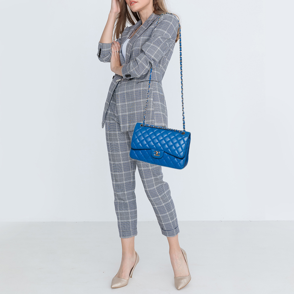 

Chanel Blue Quilted Leather Jumbo Classic Double Flap Bag