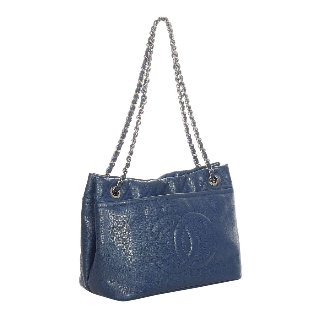 

Chanel Blue Caviar Leather CC Tote Bag