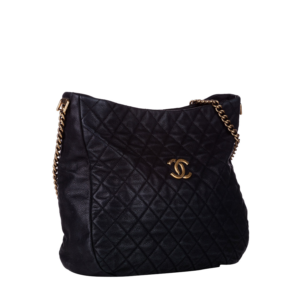 

Chanel Black Quilted Caviar Leather Country Chic Bag
